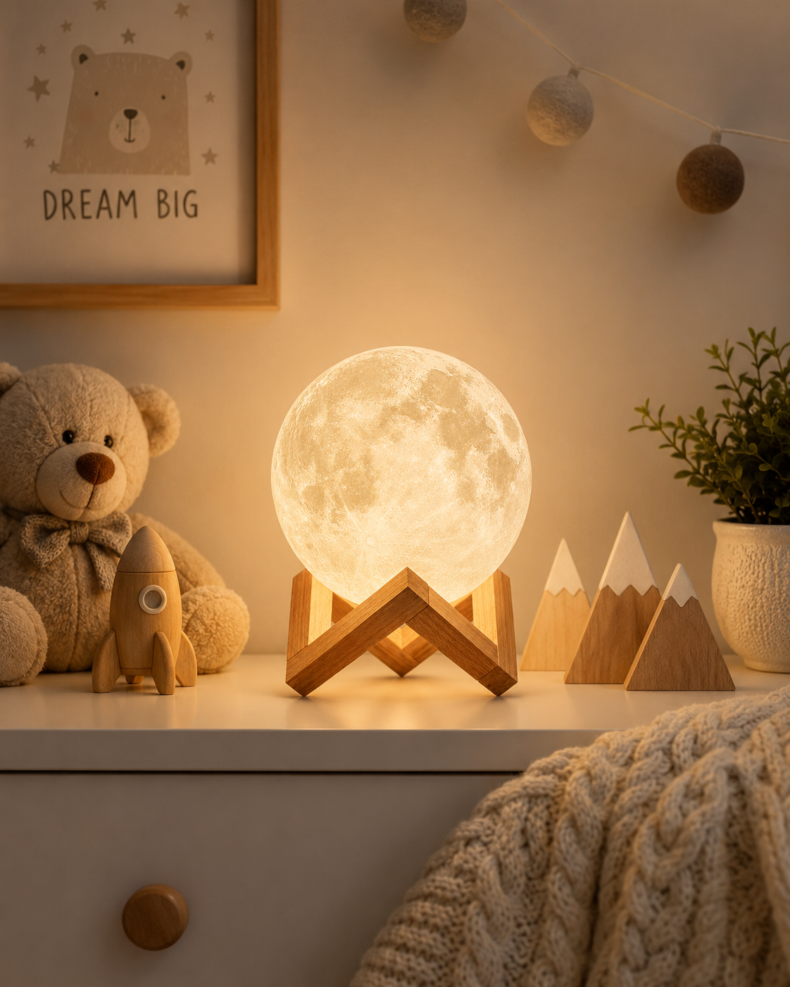 LAMPARA LUNA TACTIL 3D